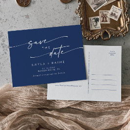 Boho Chic Royal Blue Wedding Save the Date Einladungspostkarte