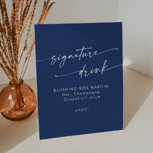 Boho Chic Royal Blue Wedding Signature Drink Sockelschild