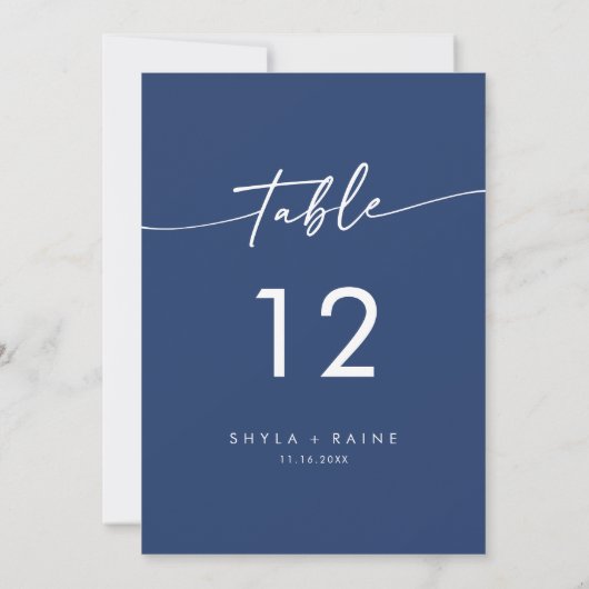 Boho Chic Royal Blue Wedding Tischnummern (Rückseite)