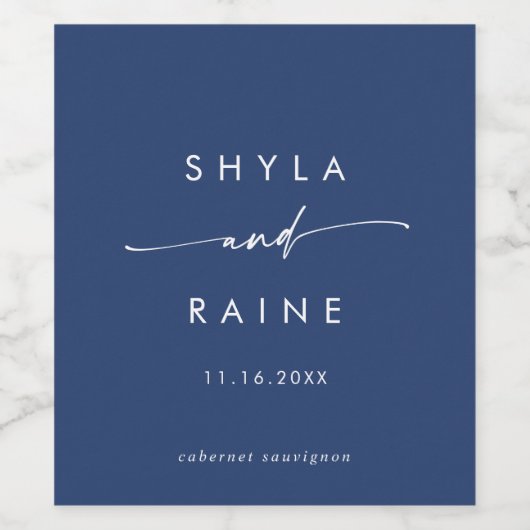 Boho Chic Royal Blue Wedding Wine Labels Weinetikett (Einzelnes Label)