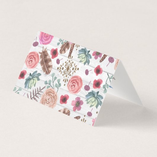 Boho Chic Rustic Feather Arrow Floral Vielen Dank (Rückseite)