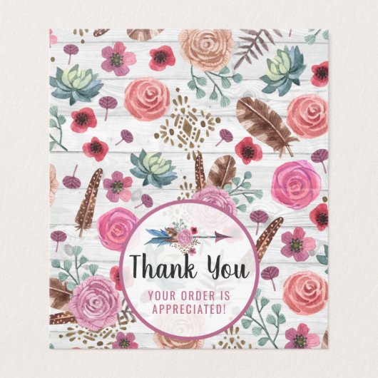 Boho Chic Rustic Feather Arrow Floral Vielen Dank (Außenseite Aufgefaltet)