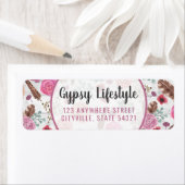 Boho Chic Rustic Feather Arrow Pink Rücksendeadres (Insitu)