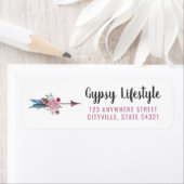 Boho Chic Rustic Feather Arrow Pink Rücksendeadres (Insitu)