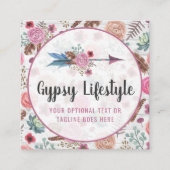Boho Chic Rustic Feather Arrow Wasserfarbe Bohemis Quadratische Visitenkarte (Vorderseite)