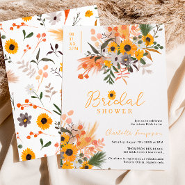 Boho chic rustikal orange Sonnenblumen Brautparty Einladung