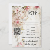 Boho Chic Rustikal Pink Floral RSVP Card Einladung (Vorderseite)
