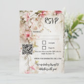 Boho Chic Rustikal Pink Floral RSVP Card Einladung (Stehend Vorderseite)