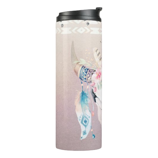 Boho Chic Rustikale Kuhschädel Bohemische Custom Thermosbecher (Nach links gedreht)