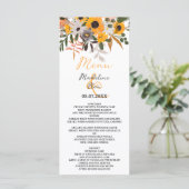 Boho chic rustikale Orangenblumen Hochzeit Menükarte (Stehend Vorderseite)