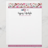 Boho Chic-rustikaler Feder-PfeilWatercolor Briefbogen (Vorne/Hinten)