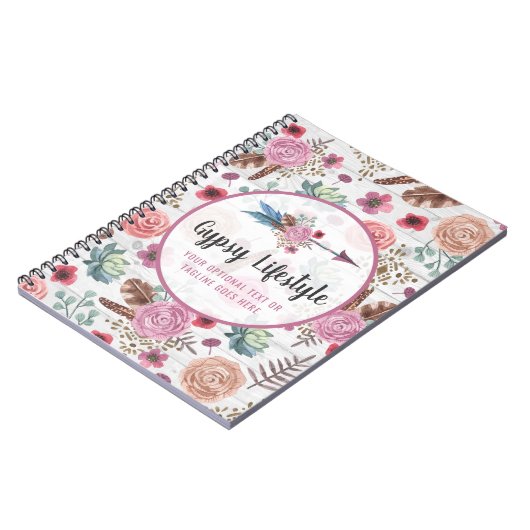 Boho Chic-rustikaler Feder-PfeilWatercolor Notizblock (Linke Seite)