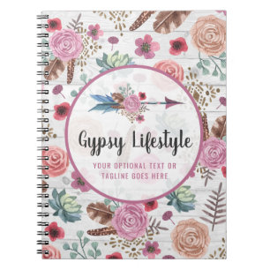 Boho Chic-rustikaler Feder-PfeilWatercolor Notizblock
