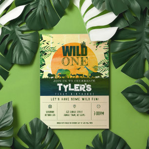 Boho Chic Safari Tiere Wild 1. Geburtstag Einladung