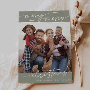 Boho Chic Sage Green Family Foto Niedlich Weihnach Feiertagskarte