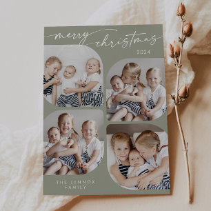 Boho Chic Sage Green Family Multi Foto Weihnachten