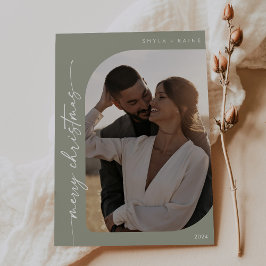 Boho Chic Sage Green Foto Einfach Frohe Weihnachte Feiertagskarte