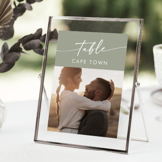 Boho Chic Sage Green Foto Tischnummern