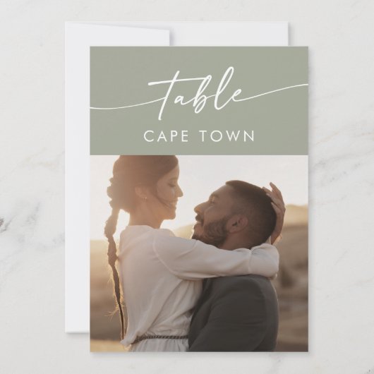 Boho Chic Sage Green Foto Tischnummern (Rückseite)