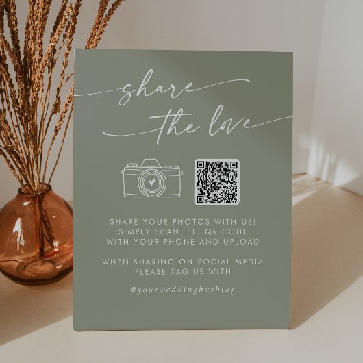 Boho Chic Sage Green gibt Liebe-QR-Code frei Sockelschild