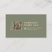 Boho Chic Sage Green & Gold Bold Typografie Visitenkarte (Rückseite)