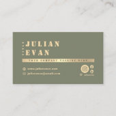Boho Chic Sage Green & Gold Bold Typografie Visitenkarte (Vorderseite)