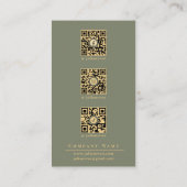 Boho Chic Sage Green & Gold Monogram Social Media Visitenkarte (Rückseite)