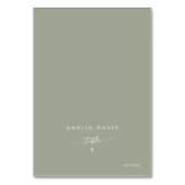 Boho Chic Sage Green Guest Name Platzkarten Tischnummer (Vorderseite)