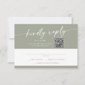 Boho Chic Sage Green Mail In und QR Code RSVP Karte (Vorderseite)