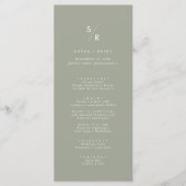 Boho Chic Sage Green Monogram Wedding Menükarte (Vorderseite)