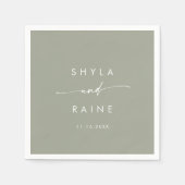 Boho Chic Sage Green Monogram Wedding Napkins Serviette (Vorderseite)