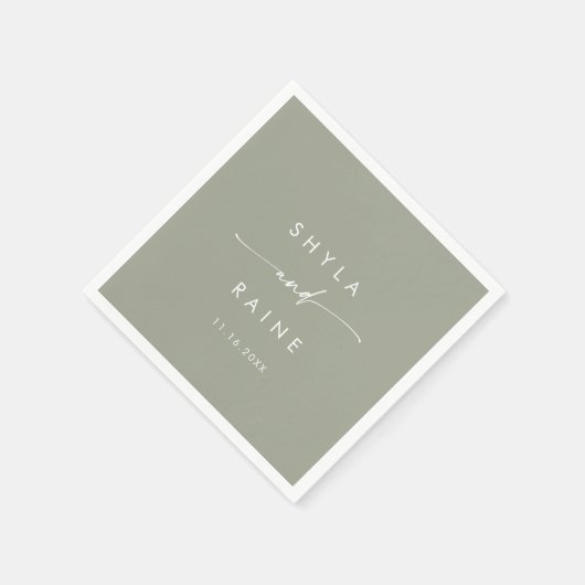 Boho Chic Sage Green Monogram Wedding Napkins Serviette (Ecke)