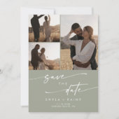 Boho Chic Sage Green Multi Foto QR Code Save The Date (Vorderseite)