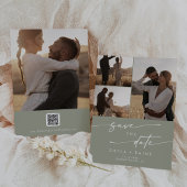 Boho Chic Sage Green Multi Foto QR Code Save The Date