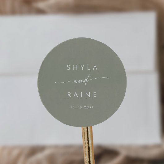 Boho Chic Sage Green Names Umschlag Aufkleber