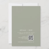 Boho Chic Sage Green QR Code Französische Hochzeit Einladung (Rückseite)