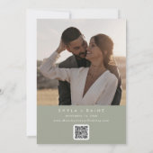 Boho Chic Sage Green QR Foto Calendar Save The Date (Rückseite)