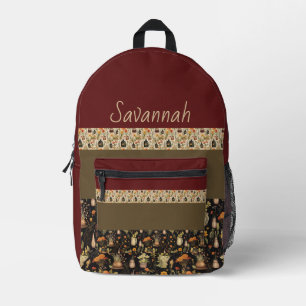 Boho-Chic Sage Green & Rust Backpack Bedruckter Rucksack