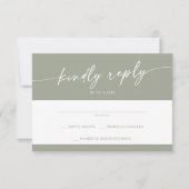 Boho Chic Sage Green Simple Wedding RSVP Karte (Vorderseite)