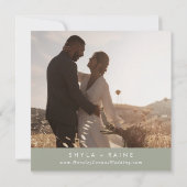 Boho Chic Sage Green Square Foto Zurück Save The Date (Rückseite)