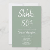 Boho Chic Sage Green Surprise 50th Birthday Einladung (Vorderseite)