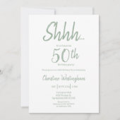 Boho Chic Sage Green Surprise 50th Birthday Einladung (Vorderseite)
