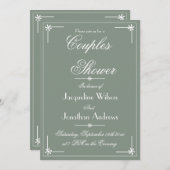 Boho Chic Sage Green und White Couples Dusche Einladung (Vorne/Hinten)