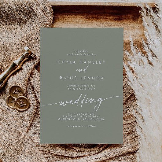 Boho Chic Sage Green Wedding Einladung