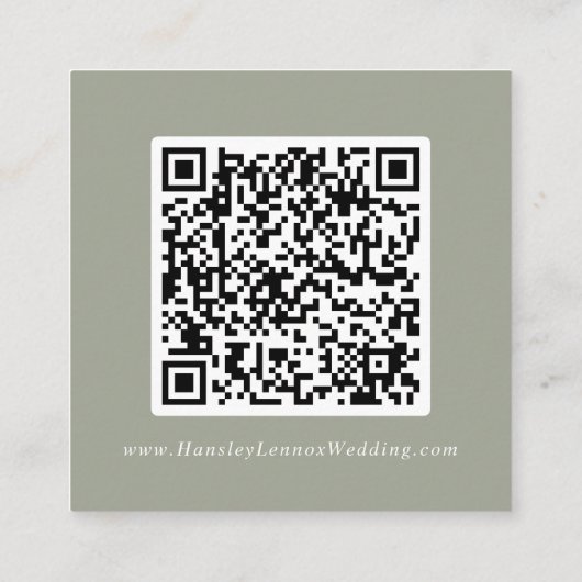 Boho Chic Sage Green Wedding QR Code Details Begleitkarte (Rückseite)