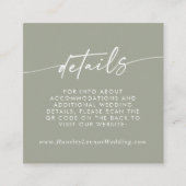 Boho Chic Sage Green Wedding QR Code Details Begleitkarte (Vorderseite)