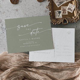 Boho Chic Sage Green Wedding Save the Date Einladungspostkarte