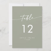 Boho Chic Sage Green Wedding Tischnummern (Vorderseite)