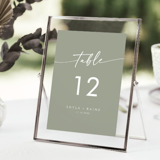 Boho Chic Sage Green Wedding Tischnummern