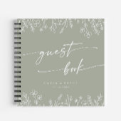 Boho Chic Sage Green Wildflower Wedding Guest Book Notizblock
